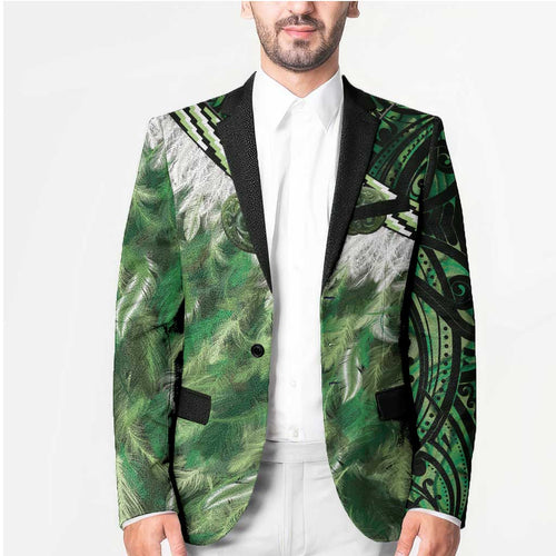 Green Traditional Cloak Aotearoa Blazer Maori Paua Shell Korowai Pattern - Aussie Hoodie