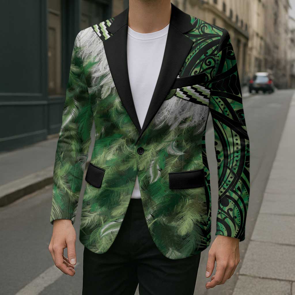 Green Traditional Cloak Aotearoa Blazer Maori Paua Shell Korowai Pattern - Aussie Hoodie