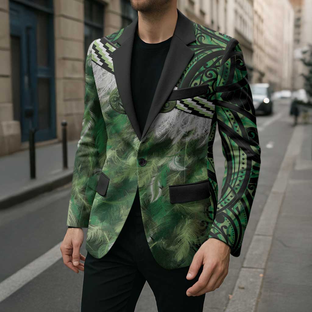 Green Traditional Cloak Aotearoa Blazer Maori Paua Shell Korowai Pattern - Aussie Hoodie