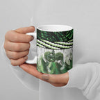 Green Traditional Cloak Aotearoa Ceramic Mug Maori Paua Shell Korowai Pattern - Aussie Hoodie