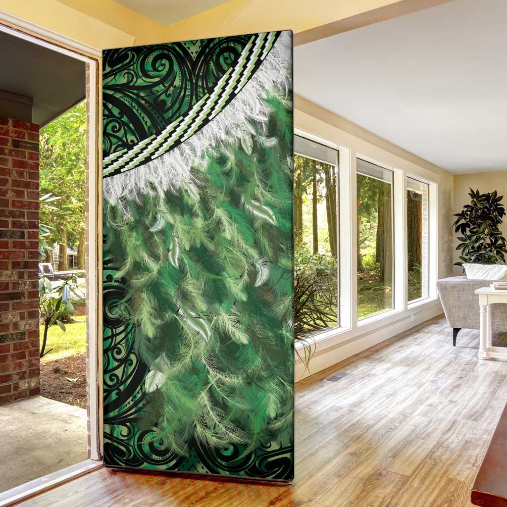 Green Traditional Cloak Aotearoa Door Cover Maori Paua Shell Korowai Pattern - Aussie Hoodie