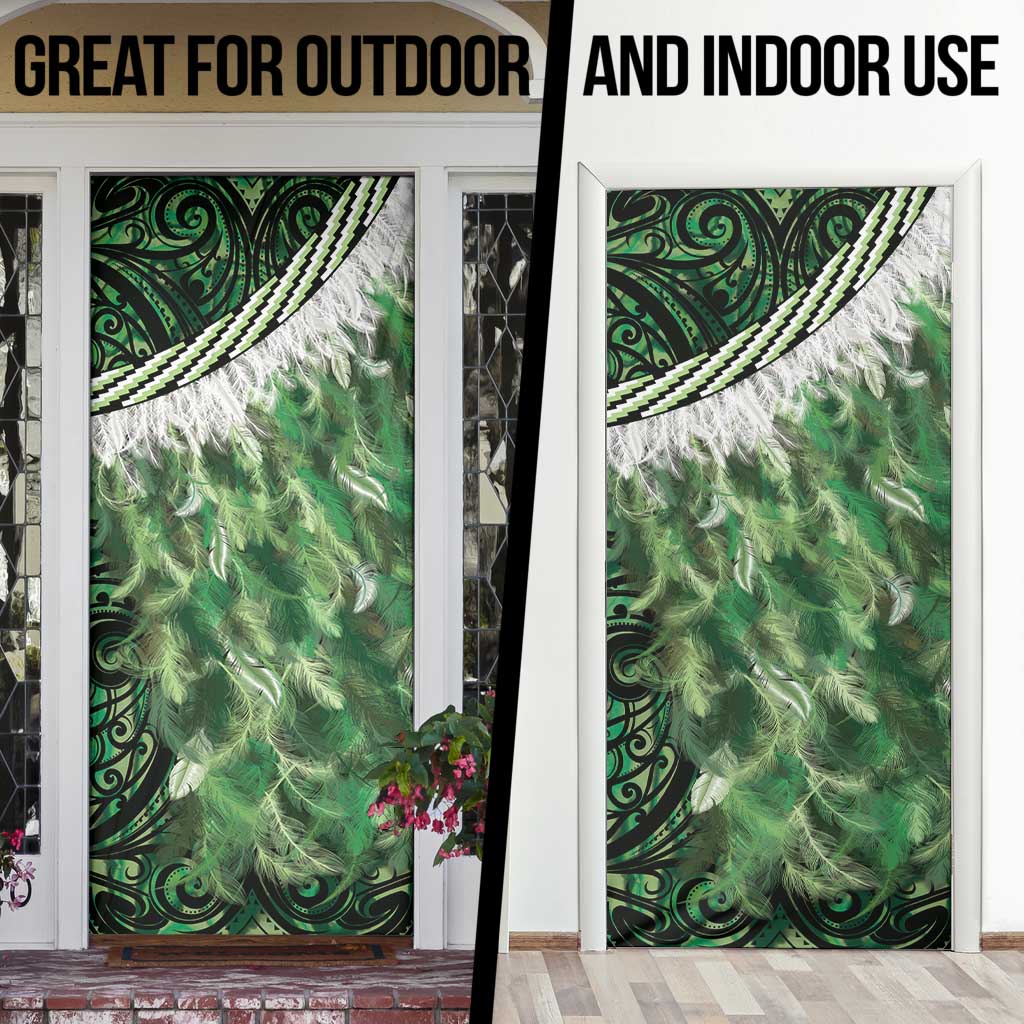 Green Traditional Cloak Aotearoa Door Cover Maori Paua Shell Korowai Pattern - Aussie Hoodie