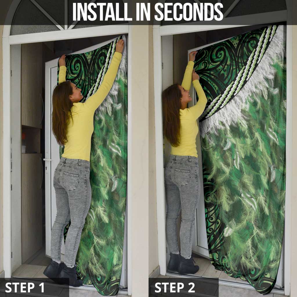 Green Traditional Cloak Aotearoa Door Cover Maori Paua Shell Korowai Pattern - Aussie Hoodie