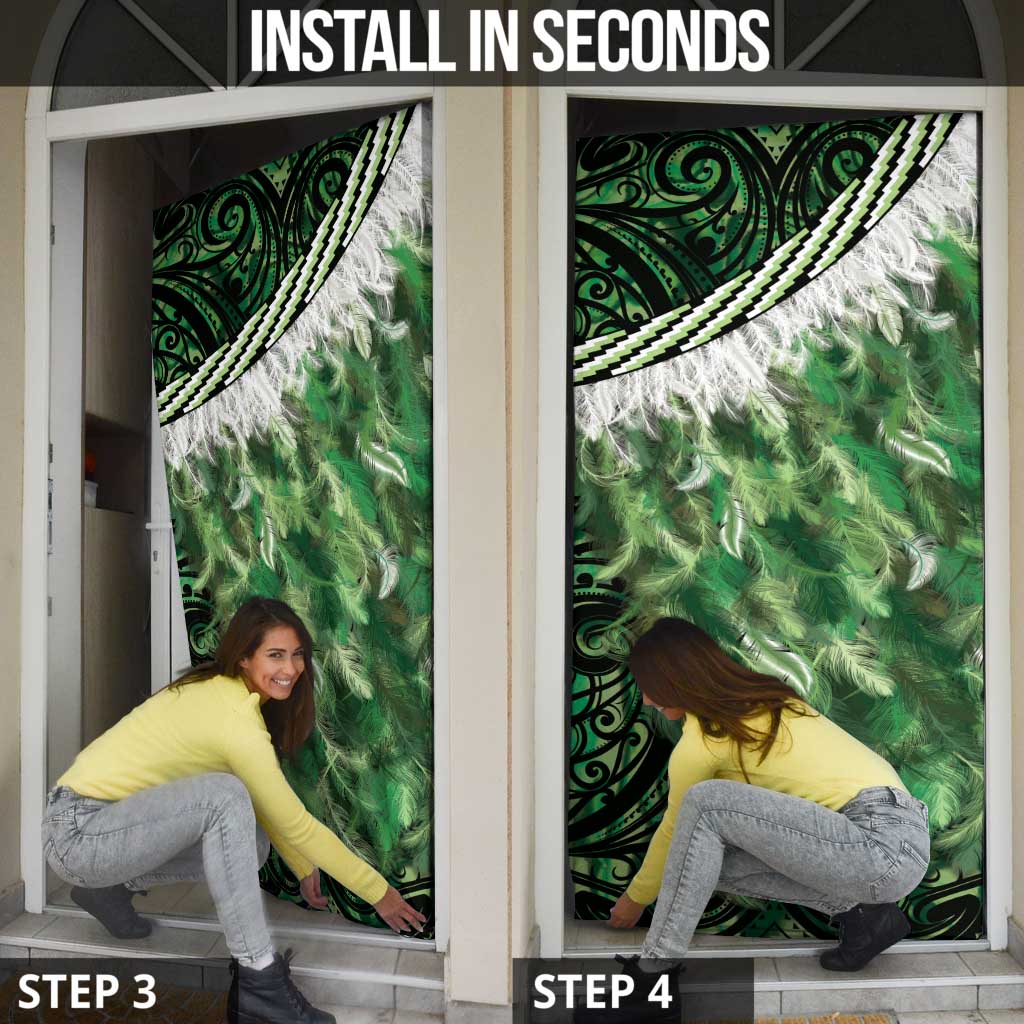 Green Traditional Cloak Aotearoa Door Cover Maori Paua Shell Korowai Pattern - Aussie Hoodie