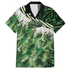 Green Traditional Cloak Aotearoa Family Matching Off The Shoulder Long Sleeve Dress and Hawaiian Shirt Maori Paua Shell Korowai Pattern
