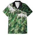 Green Traditional Cloak Aotearoa Family Matching Off Shoulder Maxi Dress and Hawaiian Shirt Maori Paua Shell Korowai Pattern