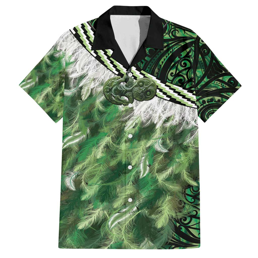 Green Traditional Cloak Aotearoa Family Matching Off Shoulder Maxi Dress and Hawaiian Shirt Maori Paua Shell Korowai Pattern