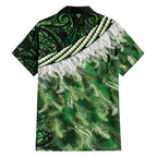 Green Traditional Cloak Aotearoa Hawaiian Shirt Maori Paua Shell Korowai Pattern