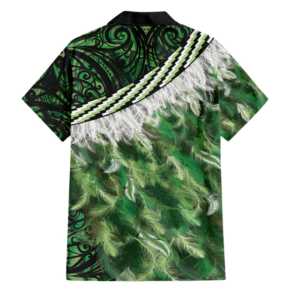 Green Traditional Cloak Aotearoa Hawaiian Shirt Maori Paua Shell Korowai Pattern