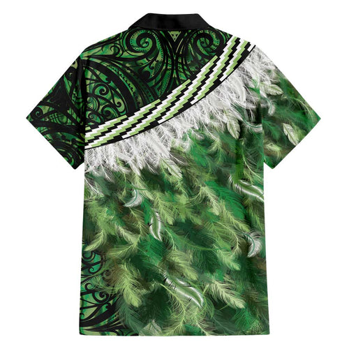 Green Traditional Cloak Aotearoa Hawaiian Shirt Maori Paua Shell Korowai Pattern