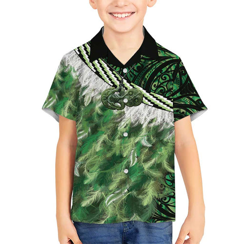 Green Traditional Cloak Aotearoa Hawaiian Shirt Maori Paua Shell Korowai Pattern