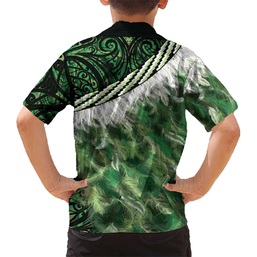 Green Traditional Cloak Aotearoa Hawaiian Shirt Maori Paua Shell Korowai Pattern