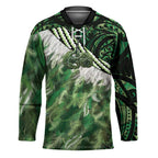 Green Traditional Cloak Aotearoa Hockey Jersey Maori Paua Shell Korowai Pattern - Aussie Hoodie