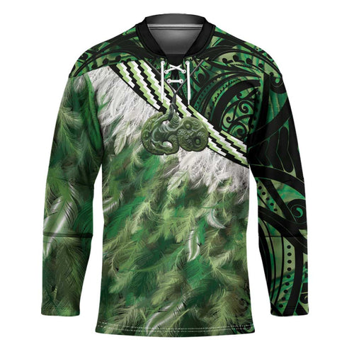 Green Traditional Cloak Aotearoa Hockey Jersey Maori Paua Shell Korowai Pattern - Aussie Hoodie