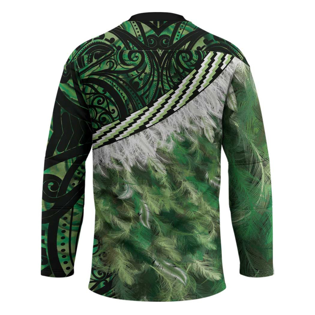 Green Traditional Cloak Aotearoa Hockey Jersey Maori Paua Shell Korowai Pattern - Aussie Hoodie