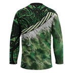 Green Traditional Cloak Aotearoa Hockey Jersey Maori Paua Shell Korowai Pattern - Aussie Hoodie
