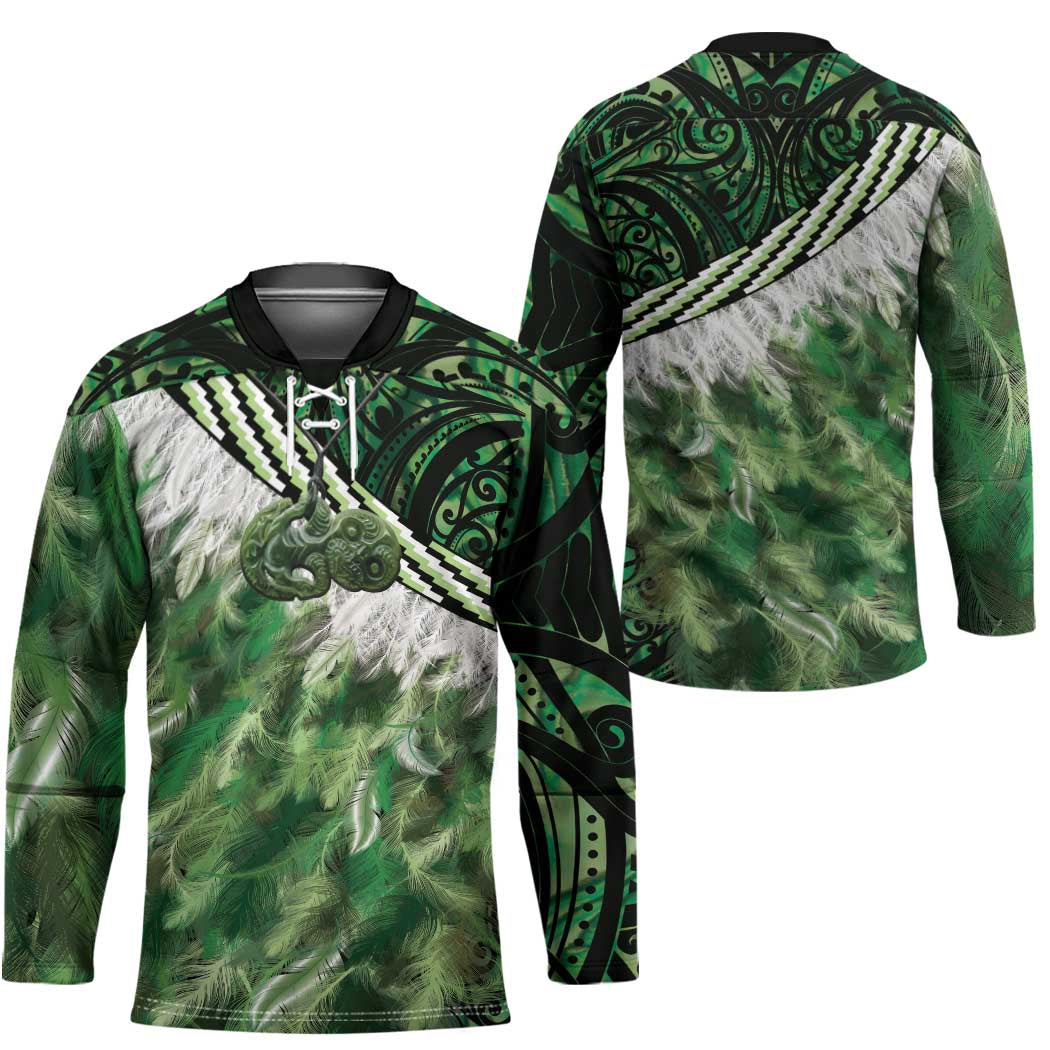 Green Traditional Cloak Aotearoa Hockey Jersey Maori Paua Shell Korowai Pattern - Aussie Hoodie