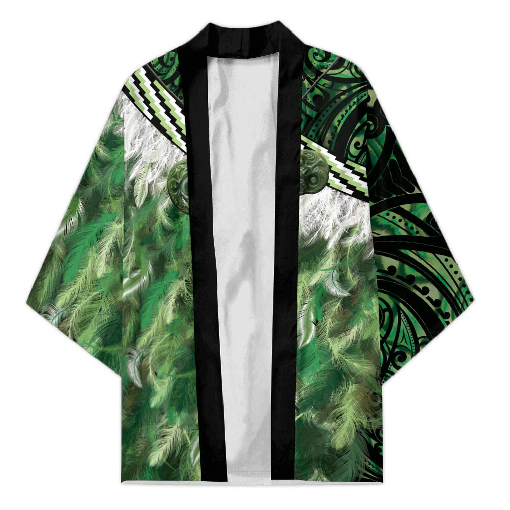 Green Traditional Cloak Aotearoa Kimono Maori Paua Shell Korowai Pattern - Aussie Hoodie