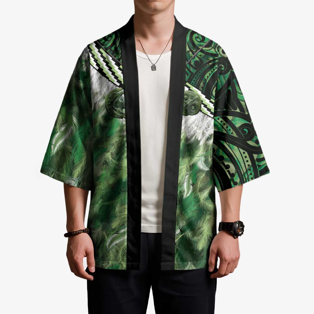 Green Traditional Cloak Aotearoa Kimono Maori Paua Shell Korowai Pattern - Aussie Hoodie