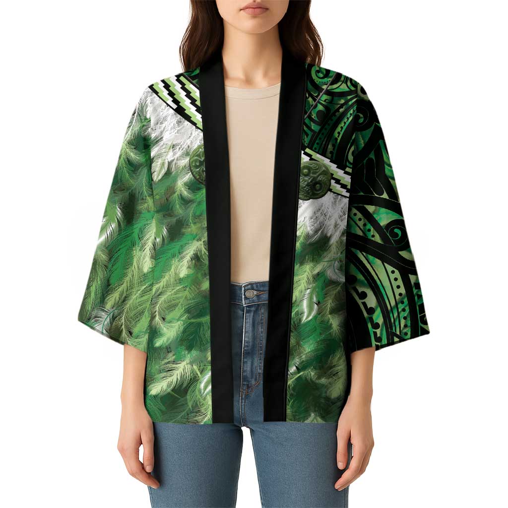 Green Traditional Cloak Aotearoa Kimono Maori Paua Shell Korowai Pattern - Aussie Hoodie