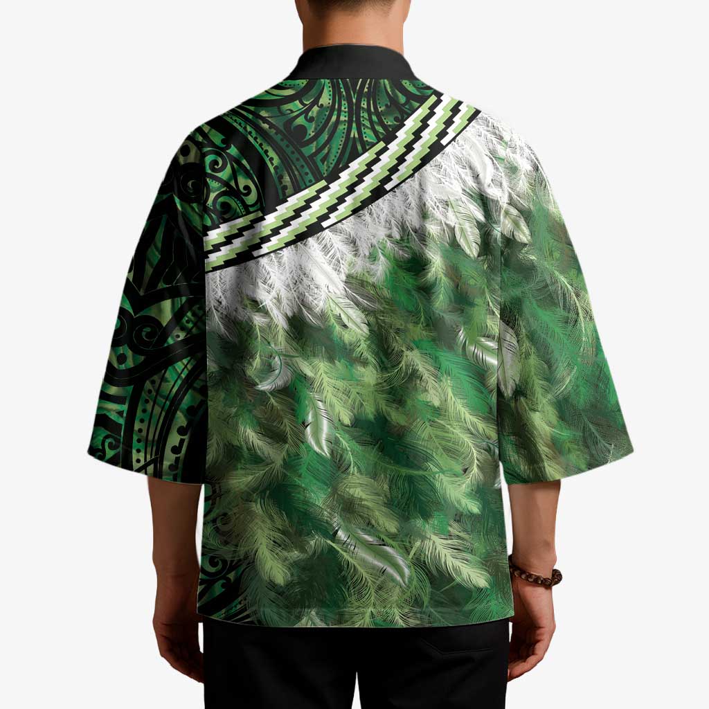Green Traditional Cloak Aotearoa Kimono Maori Paua Shell Korowai Pattern - Aussie Hoodie
