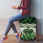 Green Traditional Cloak Aotearoa Luggage Cover Maori Paua Shell Korowai Pattern