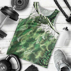 Green Traditional Cloak Aotearoa Men Tank Top Maori Paua Shell Korowai Pattern