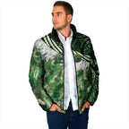 Green Traditional Cloak Aotearoa Padded Jacket Maori Paua Shell Korowai Pattern - Aussie Hoodie