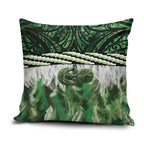 Green Traditional Cloak Aotearoa Pillow Cover Maori Paua Shell Korowai Pattern - Aussie Hoodie