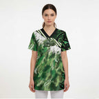Green Traditional Cloak Aotearoa Scrub Top Maori Paua Shell Korowai Pattern - Aussie Hoodie