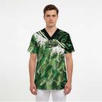 Green Traditional Cloak Aotearoa Scrub Top Maori Paua Shell Korowai Pattern - Aussie Hoodie