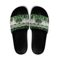 Green Traditional Cloak Aotearoa Slide Sandals Maori Paua Shell Korowai Pattern - Aussie Hoodie