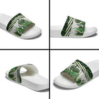 Green Traditional Cloak Aotearoa Slide Sandals Maori Paua Shell Korowai Pattern - Aussie Hoodie