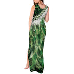 Green Traditional Cloak Aotearoa Tank Maxi Dress Maori Paua Shell Korowai Pattern