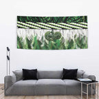 Green Traditional Cloak Aotearoa Tapestry Maori Paua Shell Korowai Pattern