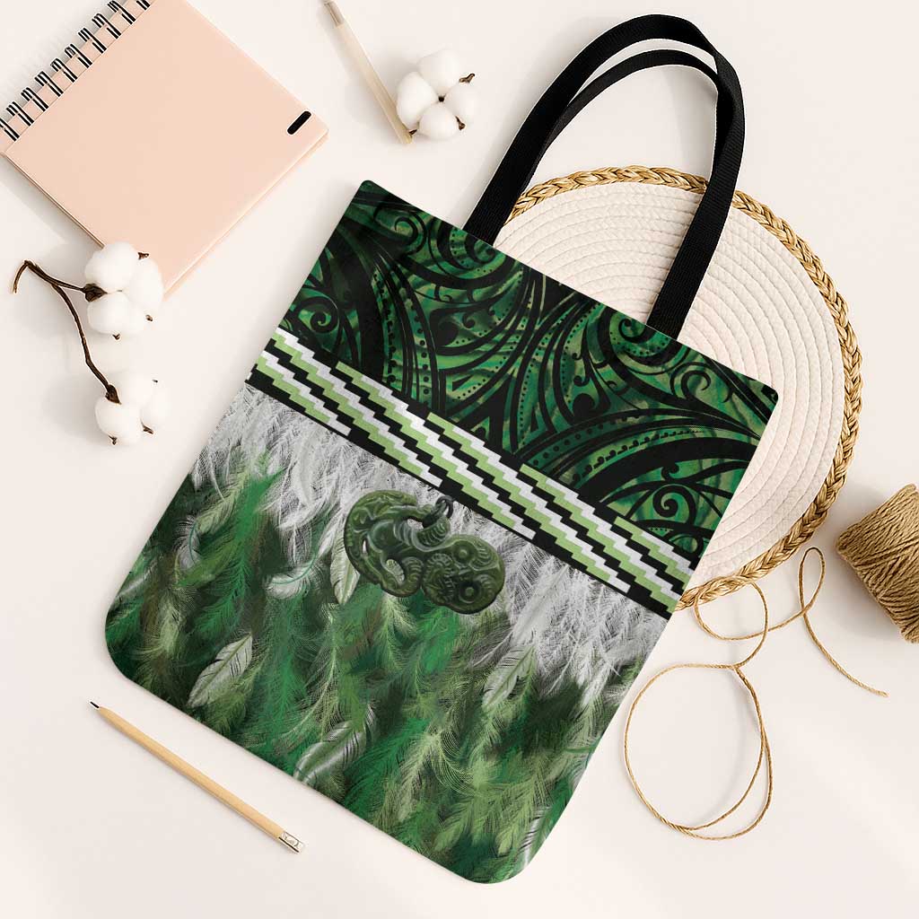 Green Traditional Cloak Aotearoa Tote Bag Maori Paua Shell Korowai Pattern - Aussie Hoodie