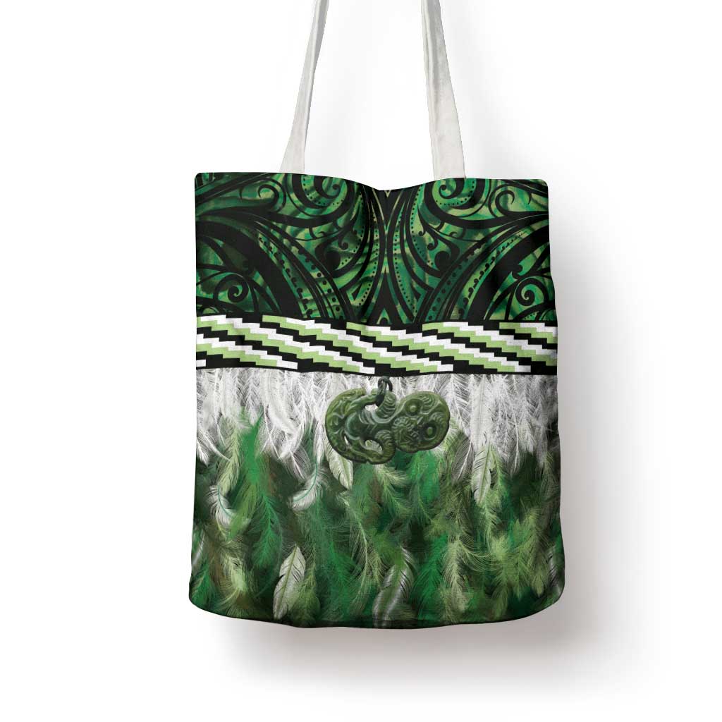 Green Traditional Cloak Aotearoa Tote Bag Maori Paua Shell Korowai Pattern - Aussie Hoodie