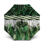Green Traditional Cloak Aotearoa Umbrella Maori Paua Shell Korowai Pattern - Aussie Hoodie