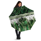 Green Traditional Cloak Aotearoa Umbrella Maori Paua Shell Korowai Pattern - Aussie Hoodie