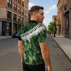 Green Traditional Cloak Aotearoa Zipper Polo Shirt Maori Paua Shell Korowai Pattern - Aussie Hoodie