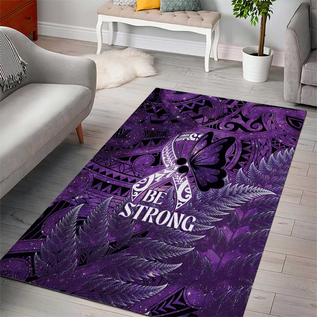 Lupus Awareness Month New Zealand Area Rug Be Strong Warrior Maori Silver Fern