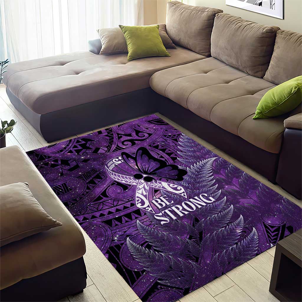 Lupus Awareness Month New Zealand Area Rug Be Strong Warrior Maori Silver Fern