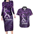 Lupus Awareness Month New Zealand Couples Matching Long Sleeve Bodycon Dress and Hawaiian Shirt Be Strong Warrior Maori Silver Fern