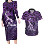 Lupus Awareness Month New Zealand Couples Matching Long Sleeve Bodycon Dress and Hawaiian Shirt Be Strong Warrior Maori Silver Fern