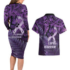 Lupus Awareness Month New Zealand Couples Matching Long Sleeve Bodycon Dress and Hawaiian Shirt Be Strong Warrior Maori Silver Fern