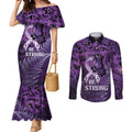 Lupus Awareness Month New Zealand Couples Matching Mermaid Dress and Long Sleeve Button Shirt Be Strong Warrior Maori Silver Fern