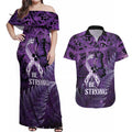 Lupus Awareness Month New Zealand Couples Matching Off Shoulder Maxi Dress and Hawaiian Shirt Be Strong Warrior Maori Silver Fern
