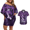 Lupus Awareness Month New Zealand Couples Matching Off Shoulder Short Dress and Hawaiian Shirt Be Strong Warrior Maori Silver Fern