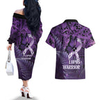 Lupus Awareness Month New Zealand Couples Matching Off The Shoulder Long Sleeve Dress and Hawaiian Shirt Be Strong Warrior Maori Silver Fern