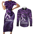 Lupus Awareness Month New Zealand Couples Matching Short Sleeve Bodycon Dress and Long Sleeve Button Shirt Be Strong Warrior Maori Silver Fern